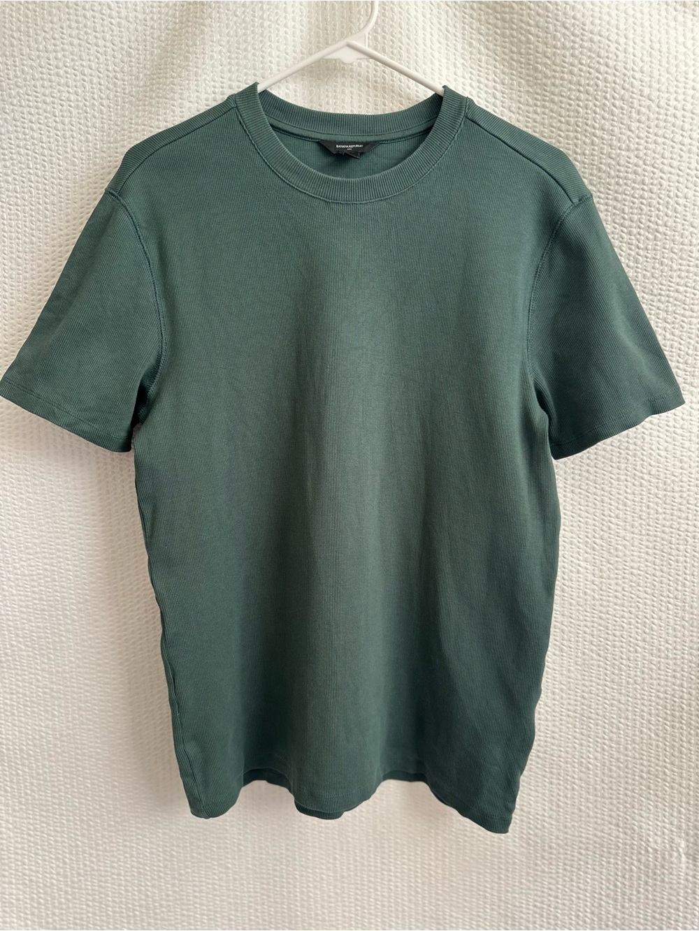 BANANA REPUBLIC Green Ribbed Stretch Cotton Crew Neck Tee Shirt Medium Men’s
